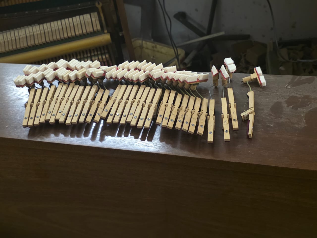 Hammer shanks and dampers ready for assembly